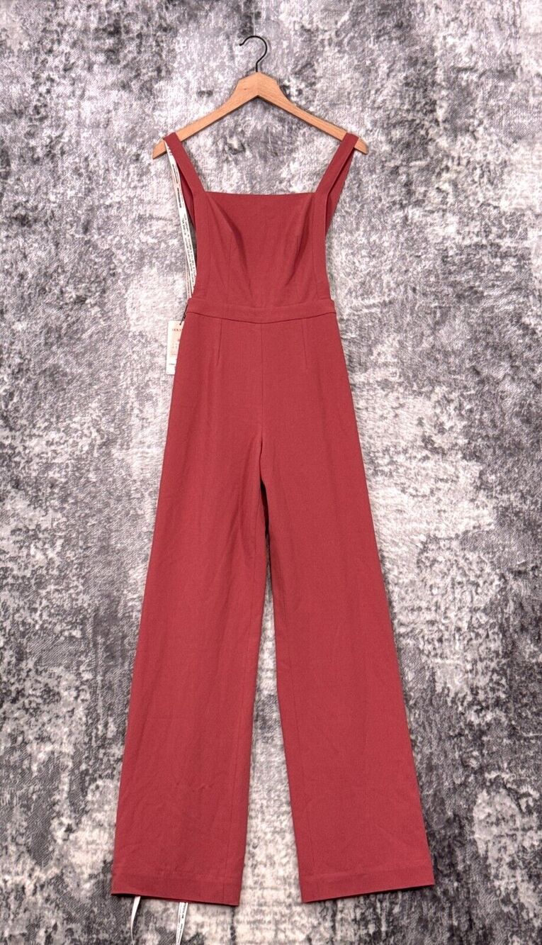 New House of CB Jumpsuit XS Womens Abbi Wide Leg Overall Crepe Dusty Pink Rose